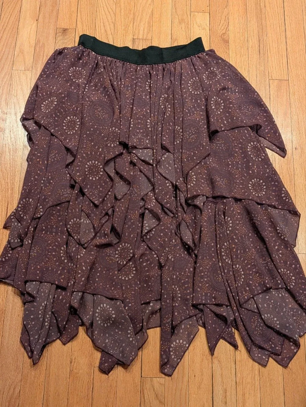 Free People Georgette Handkerchief Tiered Boho Skirt
